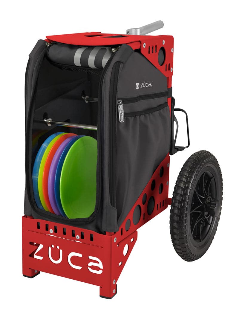 Disc Golf Cart Gunmetal - red
