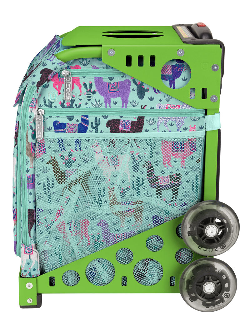 Llama Rama Sport + Lunchbox - Green_frame_flashing_wheels