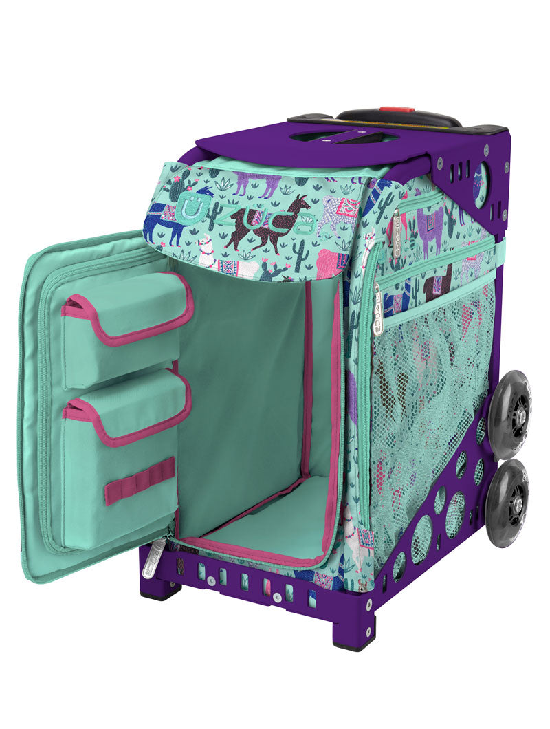 Llama Rama Sport + Lunchbox - Purple_frame_flashing_wheels