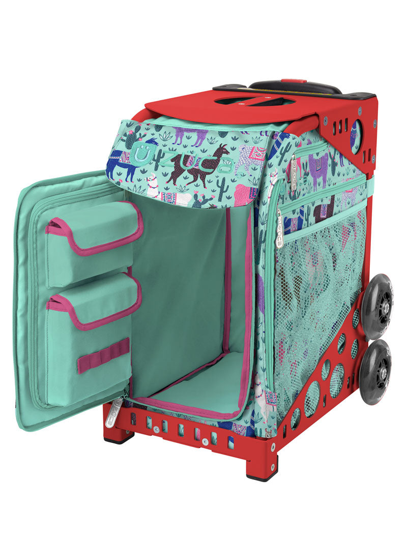 Llama Rama Sport + Lunchbox - Red_frame_flashing_wheels