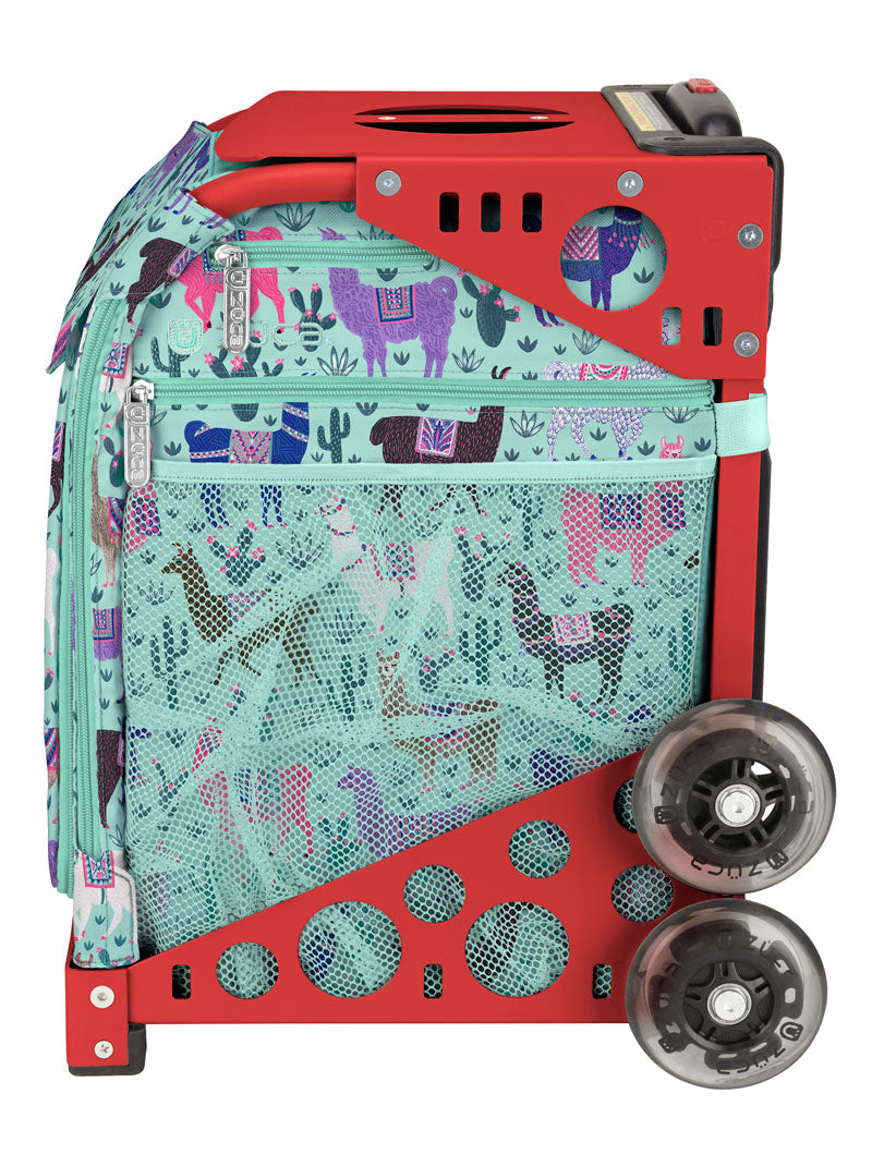 Llama Rama Sport + Lunchbox - Red_frame_flashing_wheels