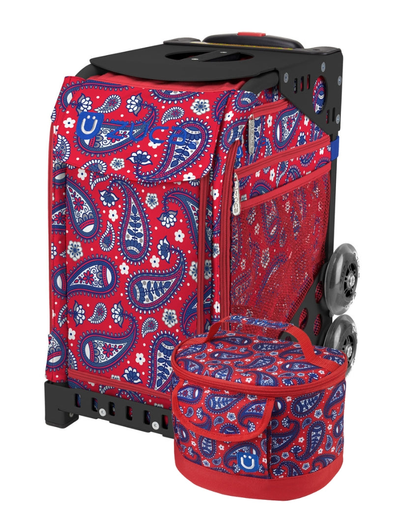 Paisley In Red Sport + Lunchbox - Black_frame_flashing_wheels