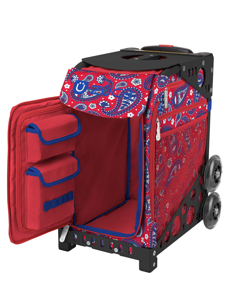 Paisley In Red Sport + Lunchbox - Black_frame_flashing_wheels