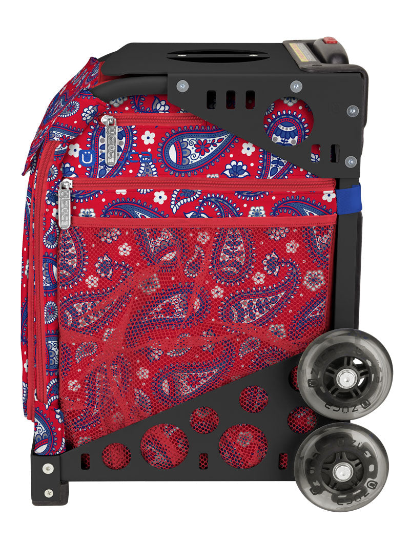 Paisley In Red Sport + Lunchbox - Black_frame_flashing_wheels