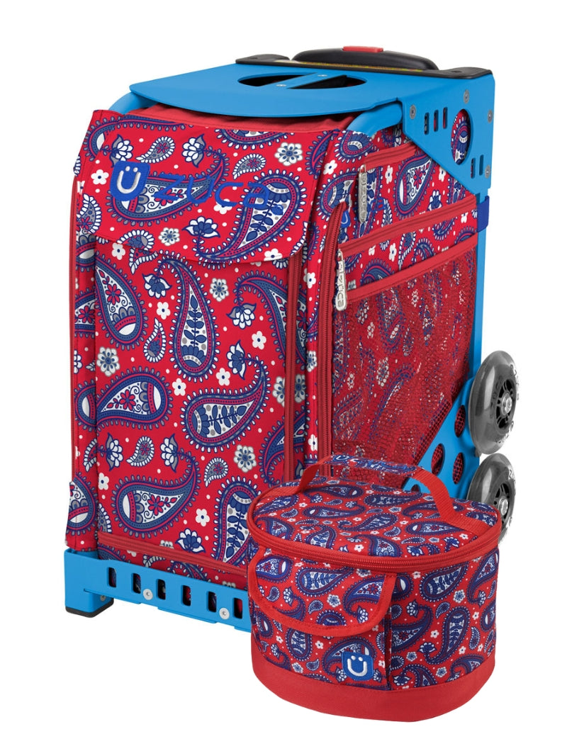 Paisley In Red Sport + Lunchbox - Blue_frame_flashing_wheels