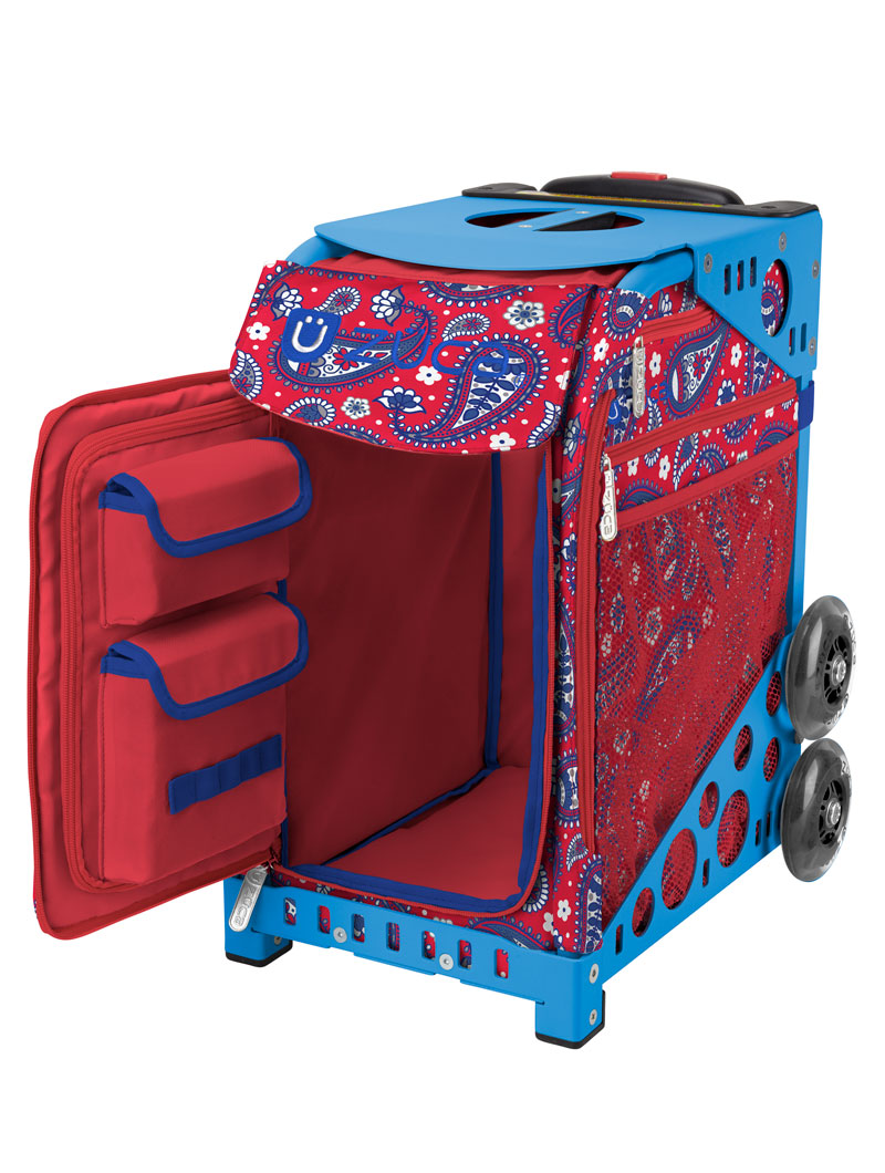Paisley In Red Sport + Lunchbox - Blue_frame_flashing_wheels
