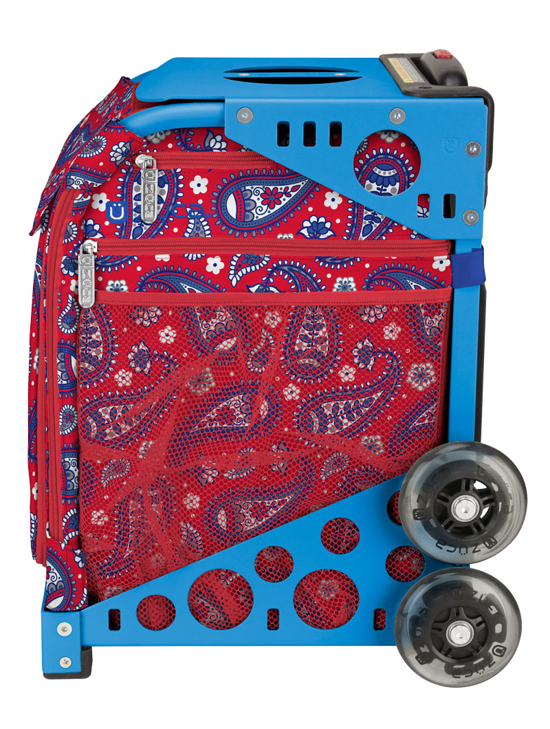 Paisley In Red Sport + Lunchbox - Blue_frame_flashing_wheels