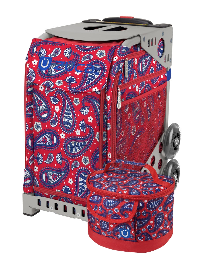 Paisley In Red Sport + Lunchbox - Gray_frame_flashing_wheels