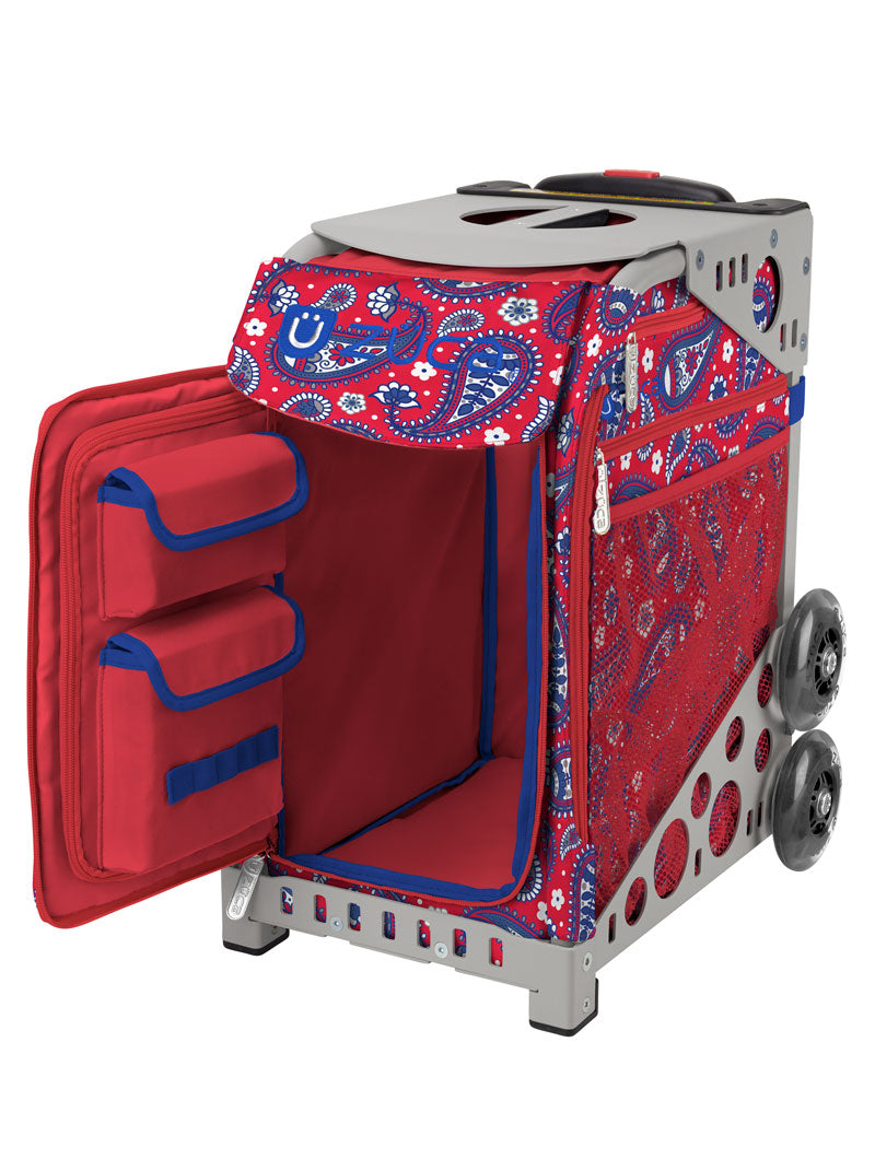 Paisley In Red Sport + Lunchbox - Gray_frame_flashing_wheels