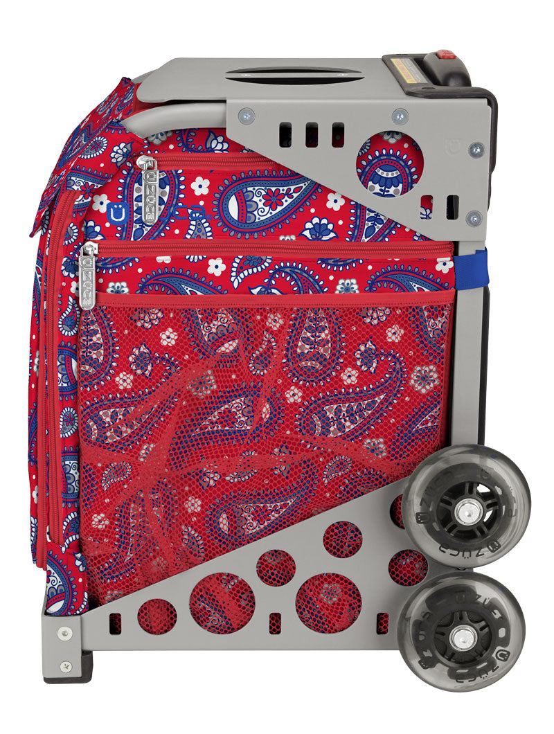 Paisley In Red Sport + Lunchbox - Gray_frame_flashing_wheels