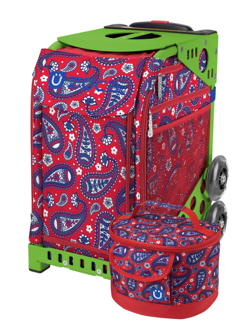 Paisley In Red Sport + Lunchbox - Green_frame_flashing_wheels