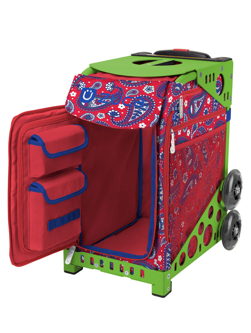 Paisley In Red Sport + Lunchbox - Green_frame_flashing_wheels
