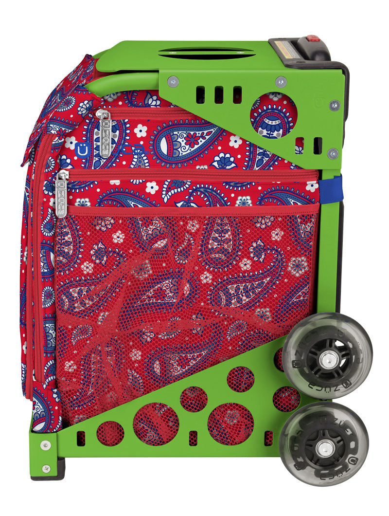 Paisley In Red Sport + Lunchbox - Green_frame_flashing_wheels
