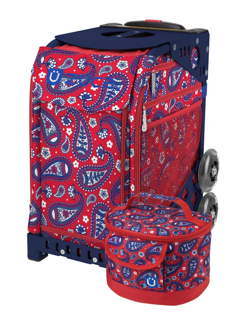 Paisley In Red Sport + Lunchbox - Navy_frame_flashing_wheels