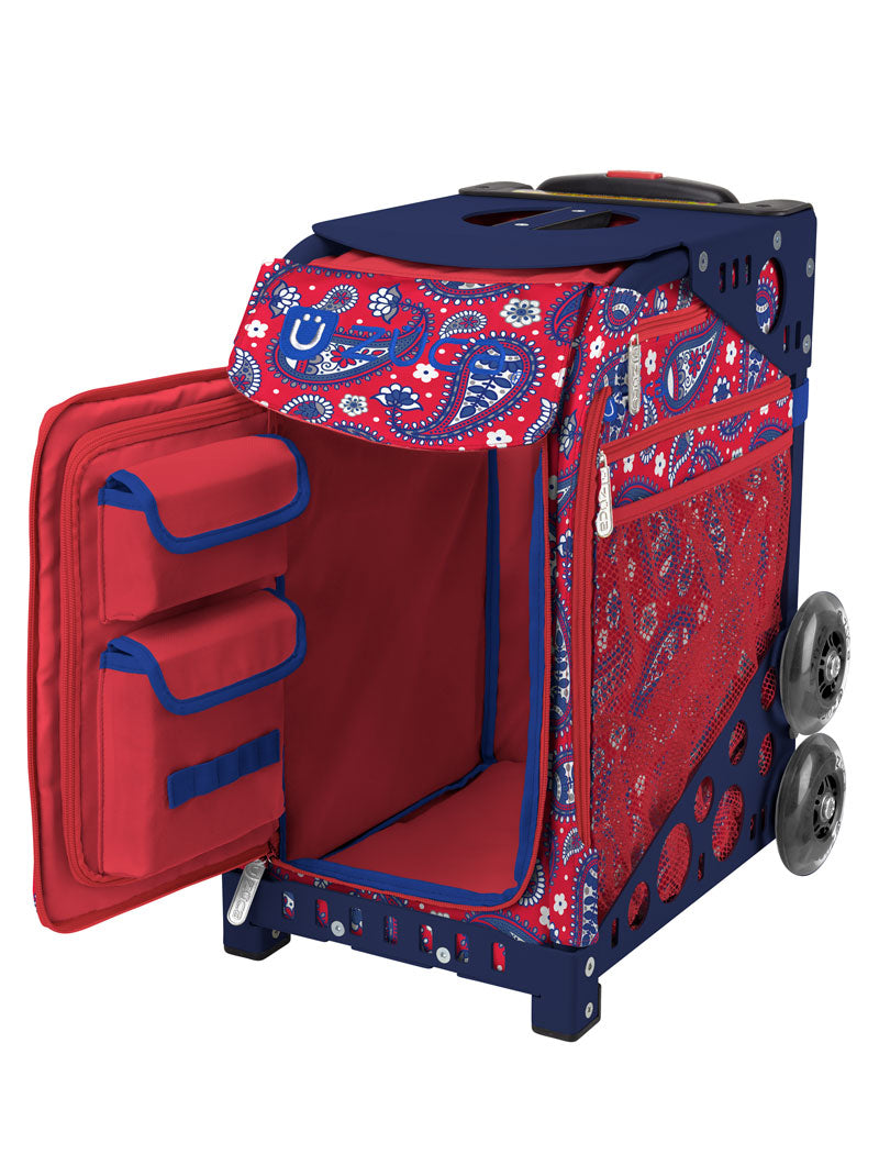 Paisley In Red Sport + Lunchbox - Navy_frame_flashing_wheels