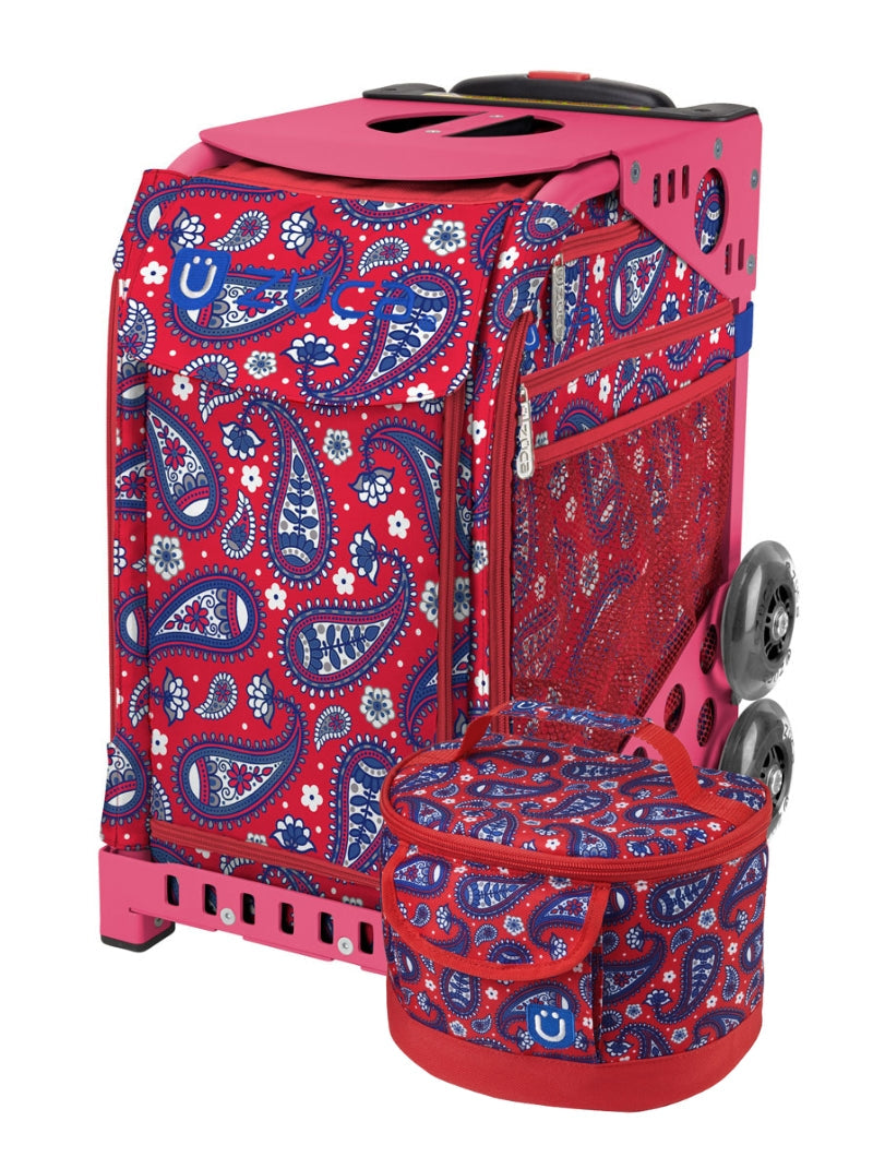 Paisley In Red Sport + Lunchbox - Pink_frame_flashing_wheels