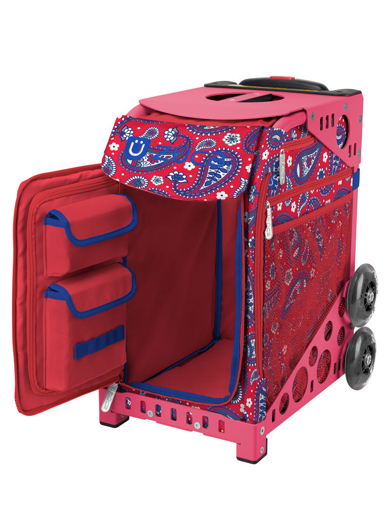 Paisley In Red Sport + Lunchbox - Pink_frame_flashing_wheels