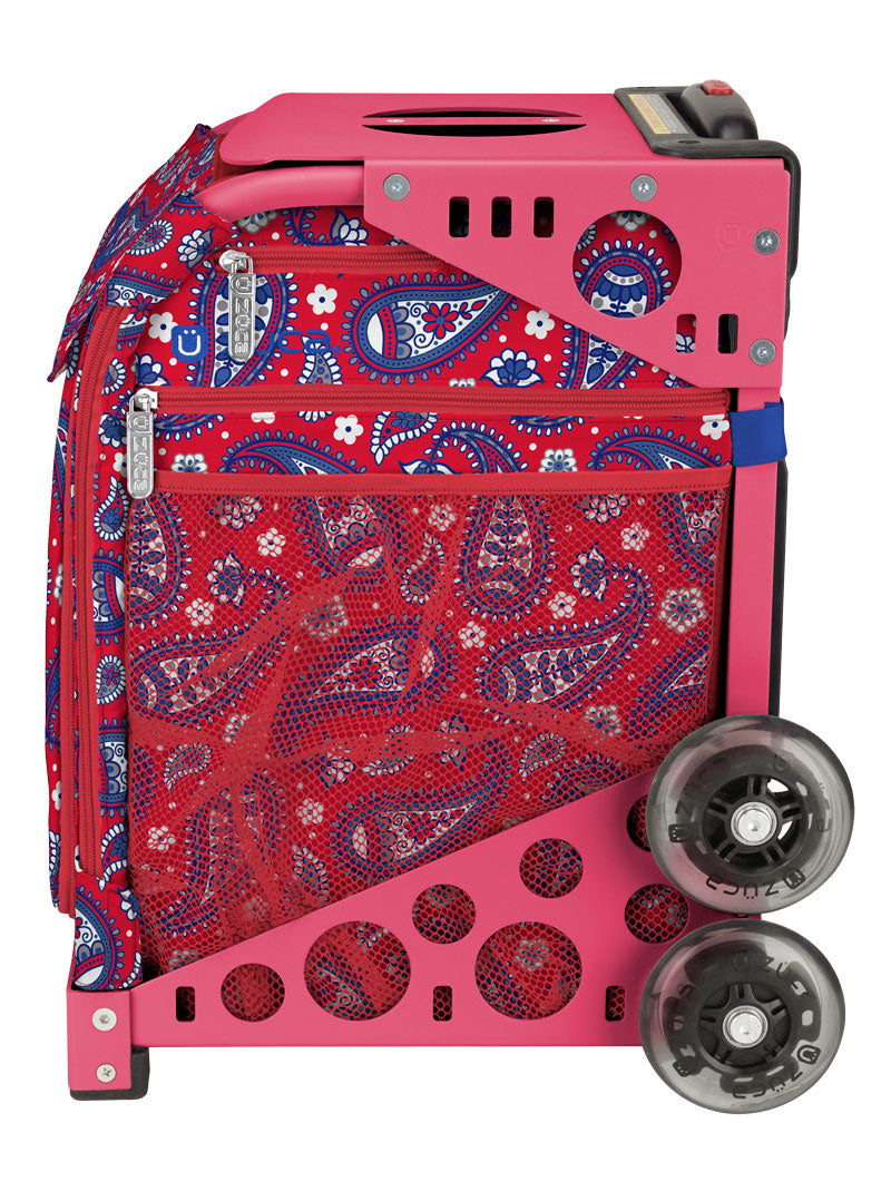 Paisley In Red Sport + Lunchbox - Pink_frame_flashing_wheels