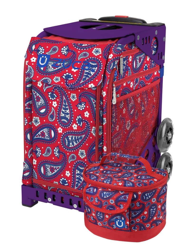 Paisley In Red Sport + Lunchbox - Purple_frame_flashing_wheels