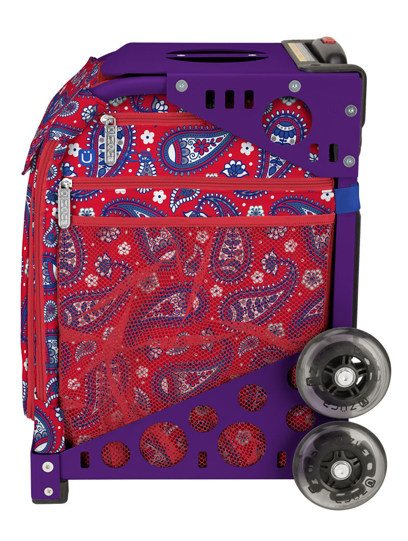 Paisley In Red Sport + Lunchbox - Purple_frame_flashing_wheels