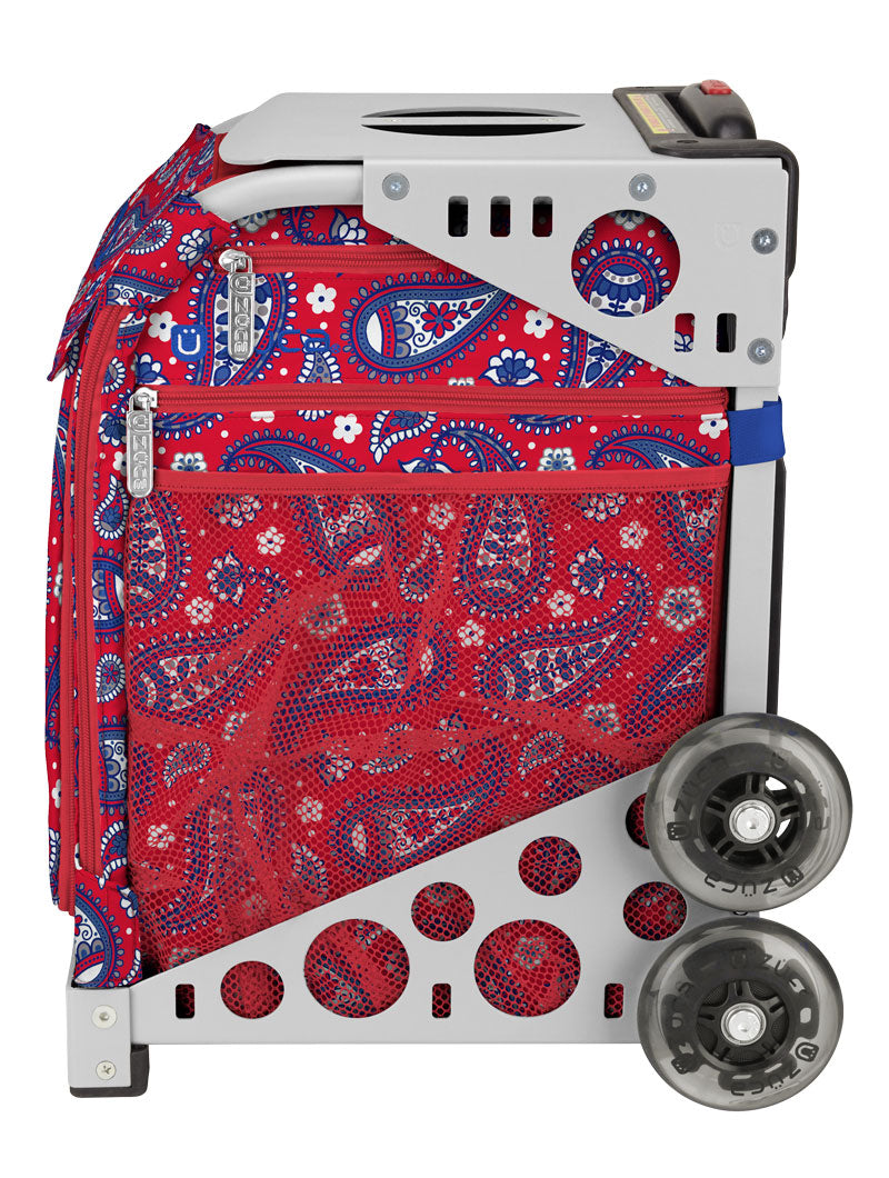 Paisley In Red Sport + Lunchbox - White_frame_flashing_wheels