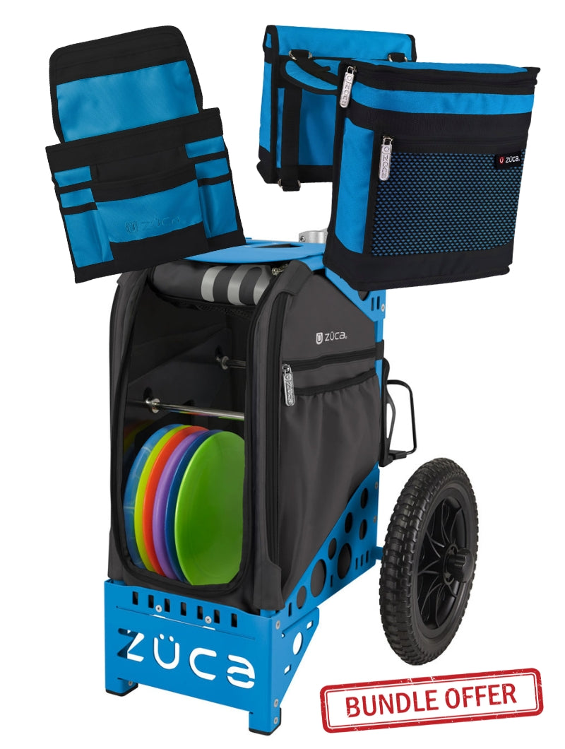 Disc Golf Cart Gunmetal/Blue Blue Bundle