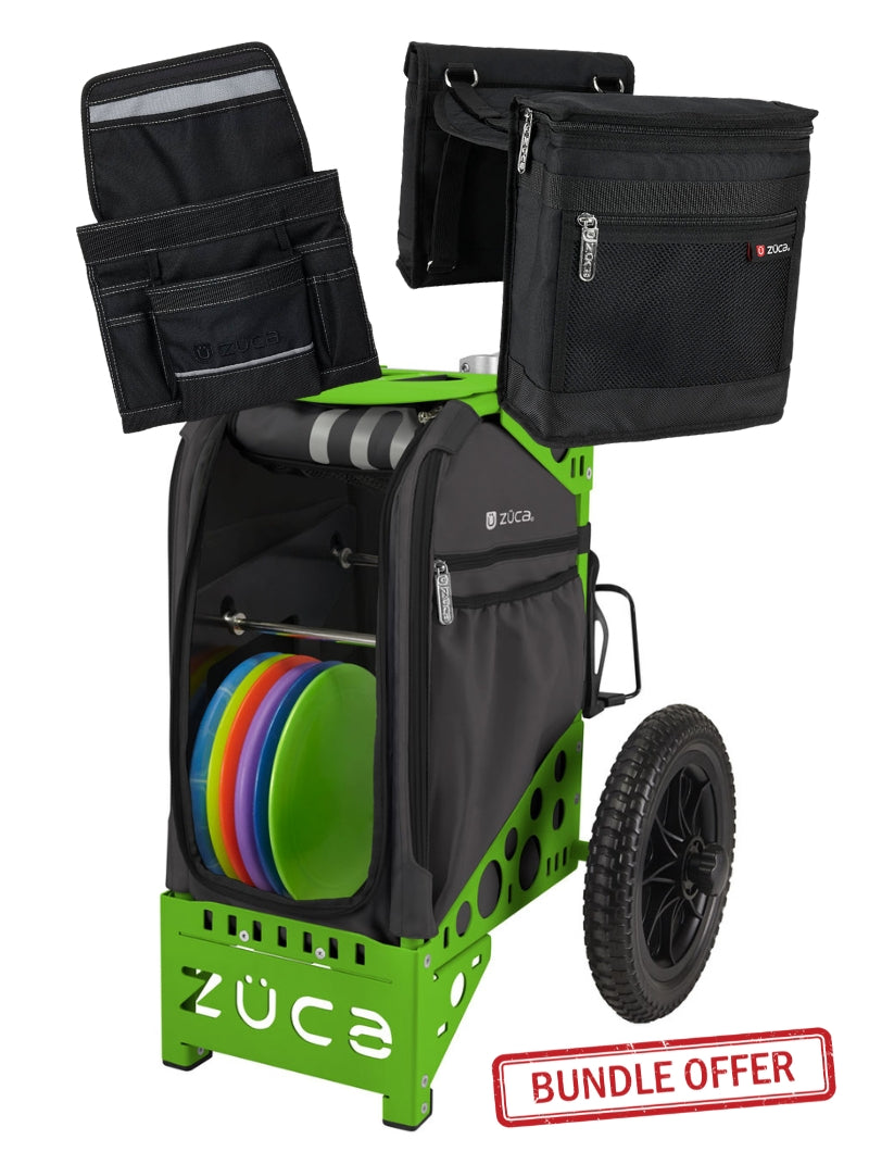 Disc Golf Cart Gunmetal/Green Black Bundle