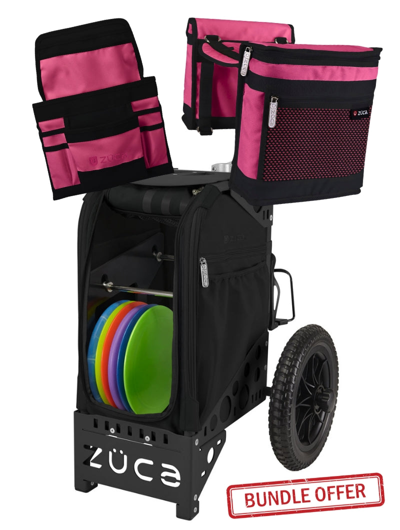 Disc Golf Cart Covert/Black Pink Bundle