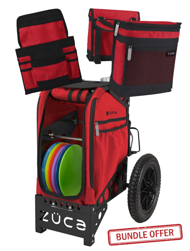 Disc Golf Cart Infrared/Black Red Bundle