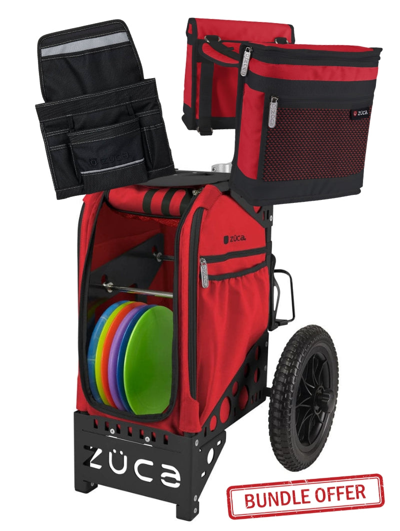 Disc Golf Cart Infrared/Black Red Bundle